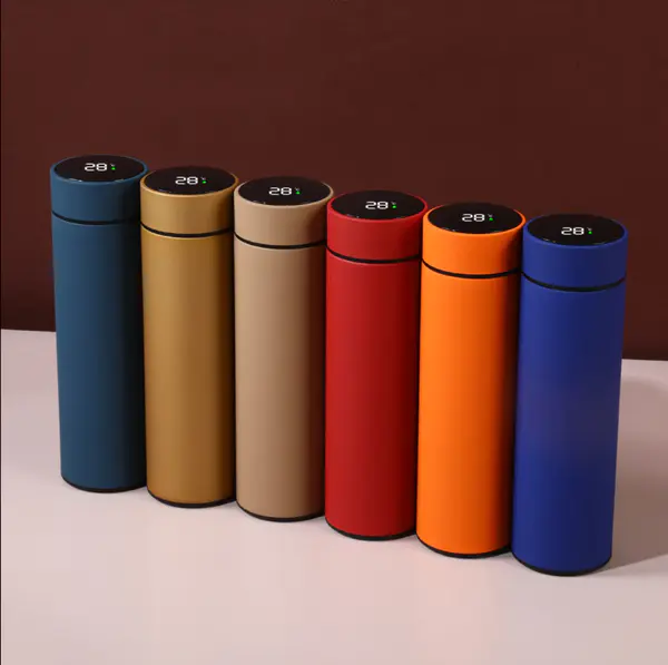 Reusable Smart Intelligent Electronic LED Temperature Display Thermos Straight Shape 500ml Thermos Water Bottle
