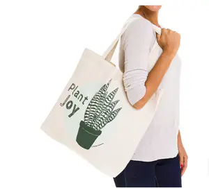 Plain Blank Cotton Canvas Tote Bag DIY Custom Logo Printed Shopping Bag White or Original Color for Gift Purpose