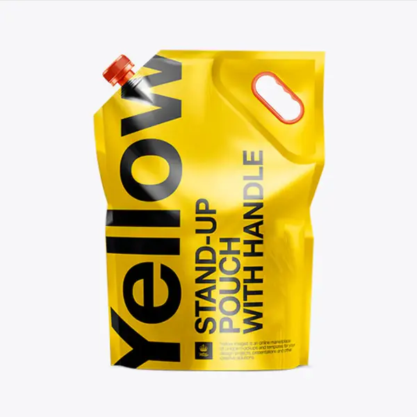 Custom Plastic Bag Stand up Spout Pouch With Handle Packaging Heavy Duty Juice Water Bag Milk Bags