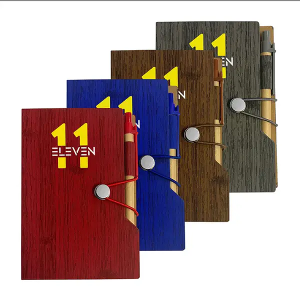 Custom A5 Wood Kraft Paper Memo Pads Planner Stickers Journal Stationery Notebook Set with Pen & Sticky Notes Cover Ideal Gift