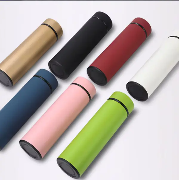 Reusable Smart Intelligent Electronic LED Temperature Display Thermos Straight Shape 500ml Thermos Water Bottle