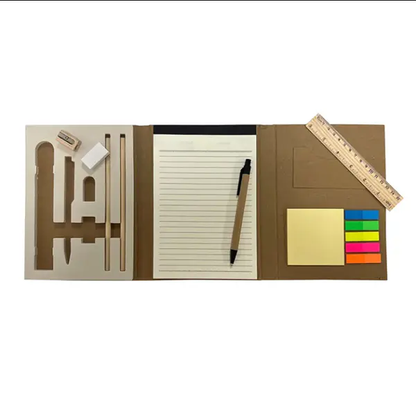  Kraft Paper Cover Stationery Set Featuring 5 Color Memo Pad & Pen for Personalized Note-Taking