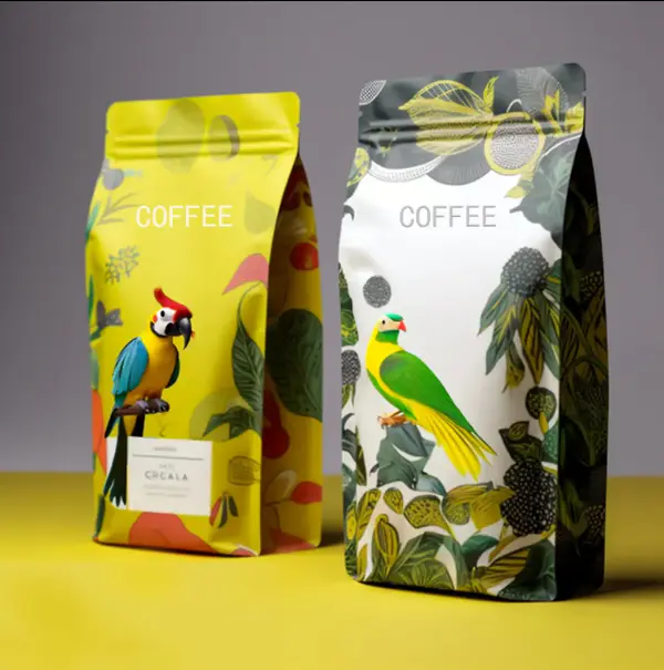 250g 500g 1kg 12oz Custom Printed Heat Sealing Aluminum Foil Coffee Sachet Side Gusset Pouch Bags Without Valve