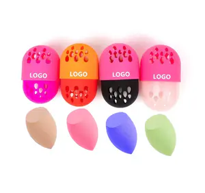 Custom Unique Large Silicone Makeup Storage Sponge Box Soft Breathable Cosmetic Beauty Egg Puff Holder Logo Travel-friendly