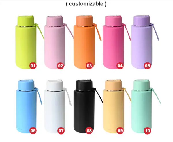 Custom Logo 34oz Drinkware Insulated Vacuum Ceramic Lined Sport Stainless Steel Water Bottles