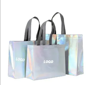 Non-woven Silver Metallic Laser Shopping Bag Sublimation Tote Bag