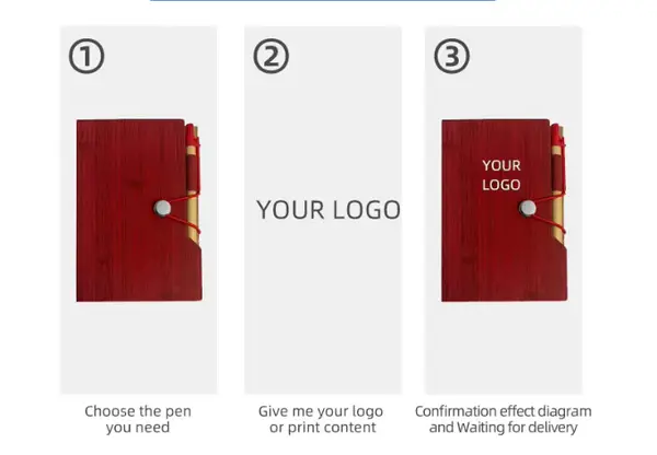 Custom A5 Wood Kraft Paper Memo Pads Planner Stickers Journal Stationery Notebook Set with Pen & Sticky Notes Cover Ideal Gift