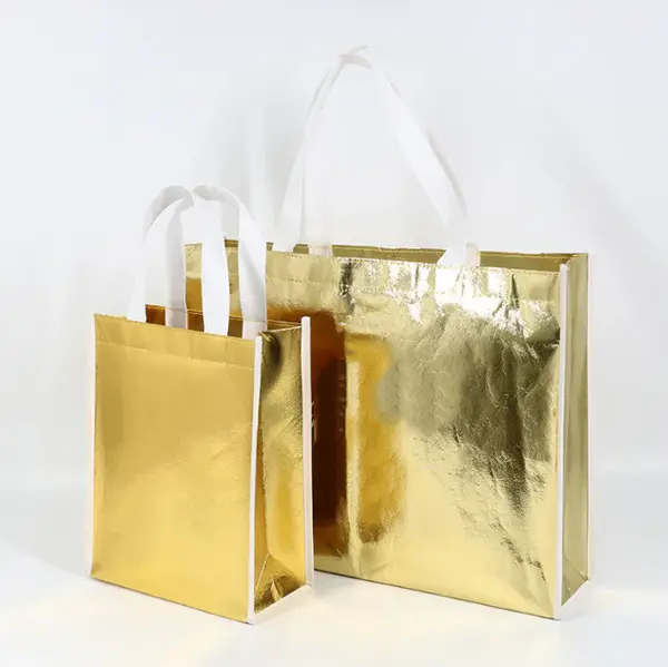 Non-woven Silver Metallic Laser Shopping Bag Sublimation Tote Bag
