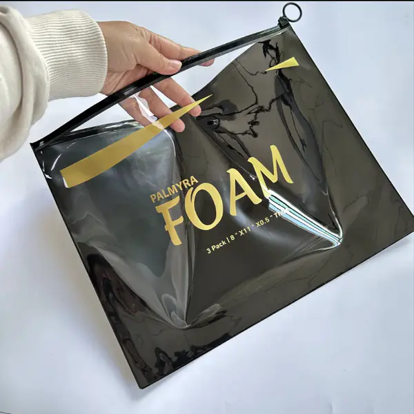 Luxury Black Packaging Bags Custom Logo Clear Vinyl Pvc Zipper Bags Slide Zip Lock Plastic Bag Pouch for Swimsuit