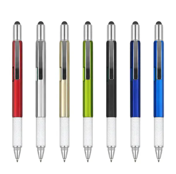 Hot Sale Promotional Custom Logo Ballpoint Pen With Rulers Spirit Level Screwdrivers Touch Screen Stylus 4 in 1